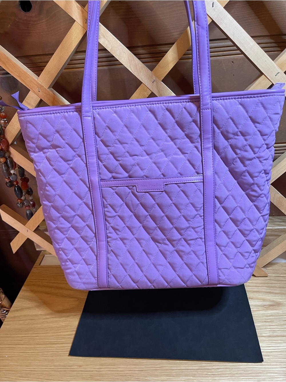 Vera Bradley Monochromatic Wisteria Purple Tote /Large Quilted Performance Twill - Picture 12 of 16